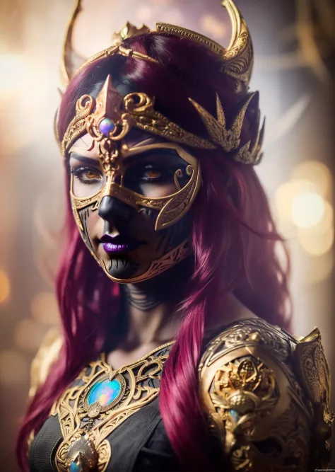 a warrior woman, metal armor ninja still, fabric ninja mask, fantasy still detailed eyes, (highly detailed skin:1.2), ((best qua...