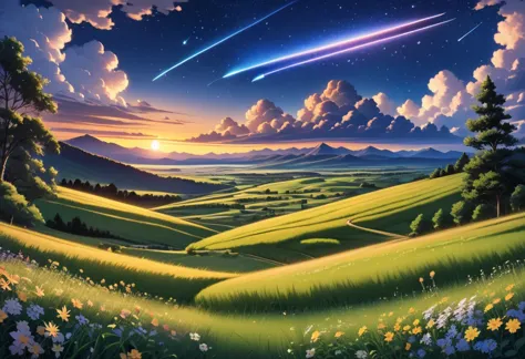 score_9, score_8_up, score_7_up, source_anime, rating_safe, scenery, outdoors, sky, cloud, (no humans), star \(sky\), mountain, ...