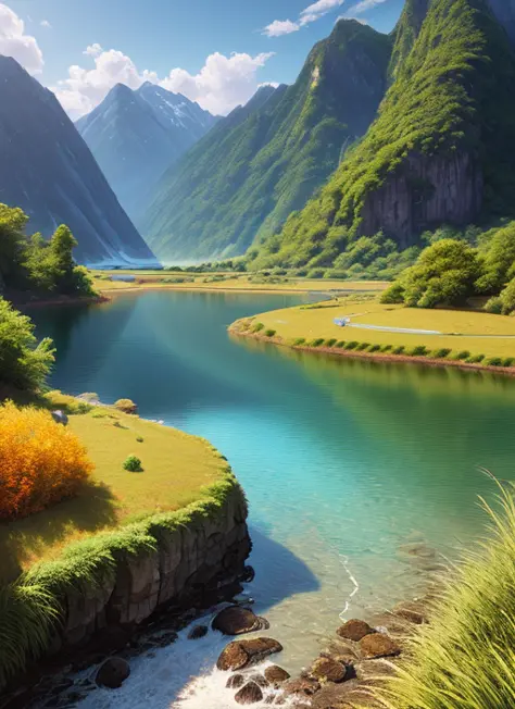 landscape,water,(extremely detailed CG unity 8k wallpaper), most beautiful artwork in the world,professional majestic oil painti...