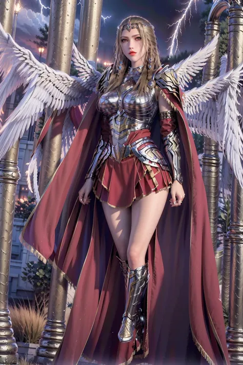 (RAW photo:1.2),(sky, flying,white Wings of Angels :1.5),(hair_ornament,hairclip,jewelry),(arms behind back:1.4),(lightning,electricity),
(necklace),(earrings),(Perfect body:1.1),detailed clothing texture,(crown:1.5),
Milk-like skin,(ultra high res,realist...