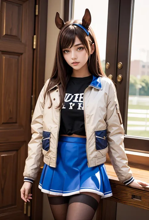 (masterpiece, best quality), 1girl,  <lora:yafyaxkiriko:0.8> yafyaxkiriko, 1girl, solo, long hair, blue skirt, brown hair, blue ...