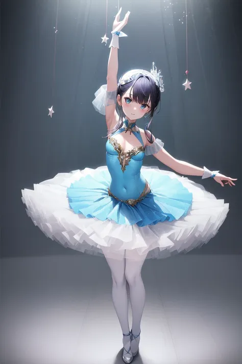 masterpiece, best_quality, 1girl, solo, tutu, standing, blue tutu