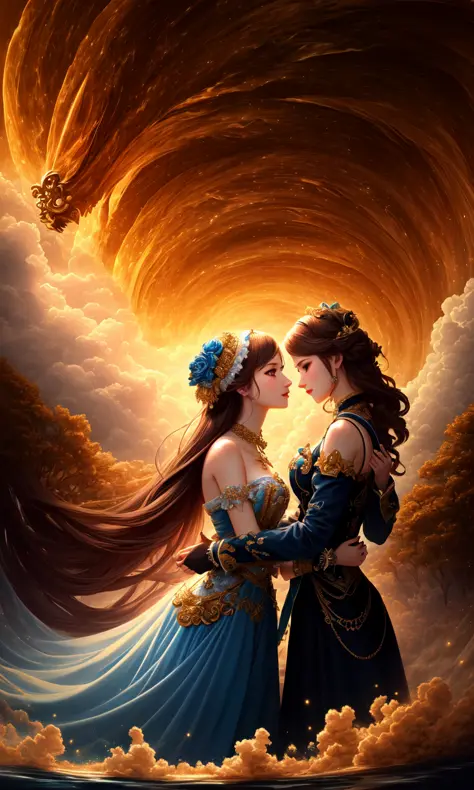 two lovers as neural networks embracing, beautiful, intricate details, cinematic lighting, beautiful concept art, surreal, art station, the source of future growth dramatic, elaborate emotive Golden Baroque and Rococo styles to emphasise beauty as a transc...