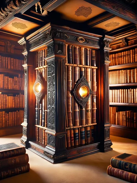 DonMB00ksXL, A portal to another world hidden within the dusty shelves of an ancient library, its magic pulsing between the leat...