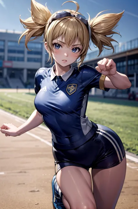 (masterpiece, best quality, detailed), 1girl, solo, looking at viewer, gbfPengy, goggles on head,
<lora:Soccer Uniform By Stable...