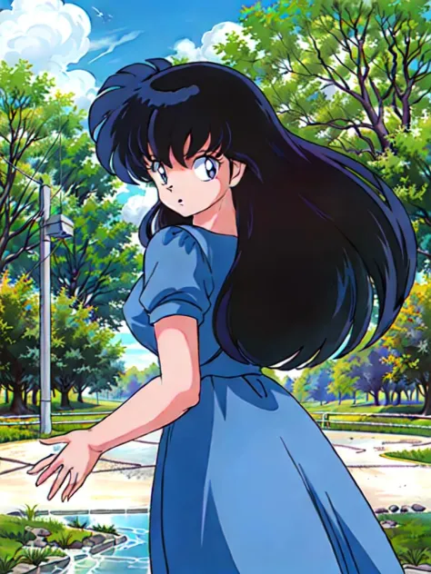 <lyco:neg4all_bdsqlsz_V3.5:2>1girl, solo  (<lora:takahashi_rumiko_offset:1>takahashi rumiko)  (<lora:kagome_multimerge:1>kagome, in a park, surrounded by birds, flower beds, slightly windy, sunny day, lively atmosphere, from front, reflecting eyes) (((perf...