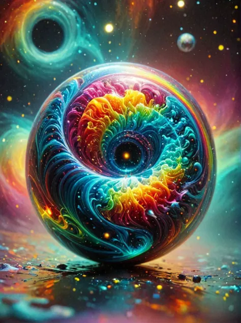 a colorful psychedelic ball with a spiral design in the middle