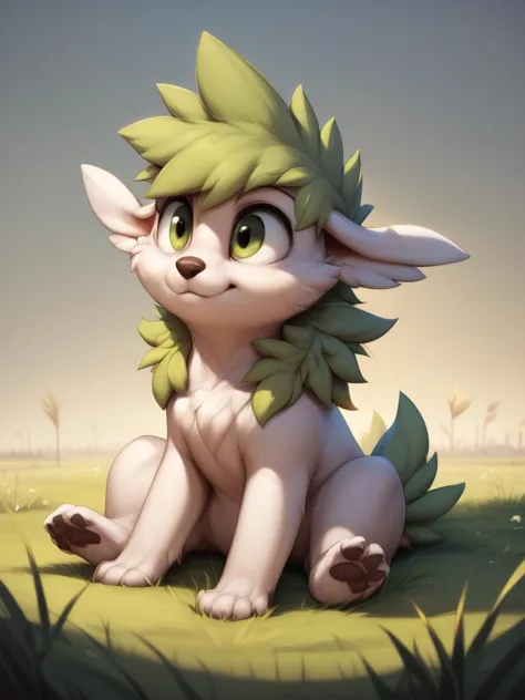 score_9,score_8_up,score_7_up,score_6_up,score_5_up,score_4_up,portrait,feral,full body,epic,gradient background,sitting, Shaymin,grass background