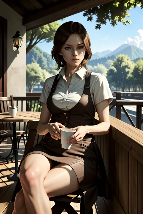 ((ultra detailed, masterpiece, absurdres))
 <lora:RE6Helena:0.8>
RE6Helena, 1girl, brown eyes, brown hair, cafe terrace, morning, peaceful and serene with soft morning sunlight