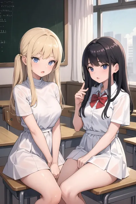 best quality,masterpiece,classroom,(2girls:1.4)