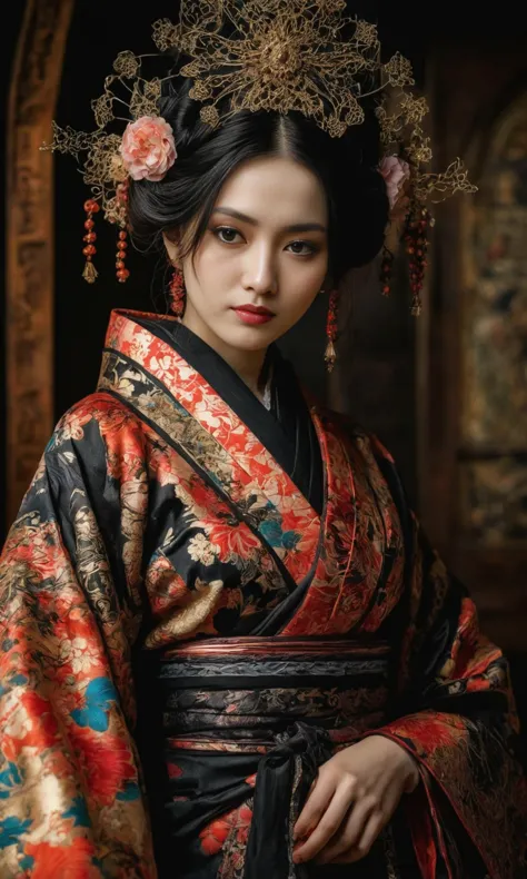 score_9,score_8_up,anime coloring,
gothic style (masterpiece, best quality, hyper detailed, ultra realistic, 32k, RAW photo) Variation fantasy images,perfect composition and chiaroscuro by Rembrandt,concept art by Andreas Rocha,,oiran,kimono,,<lora:oiran_XL_V1.0:1>,<lora:add-detail-xl:1>