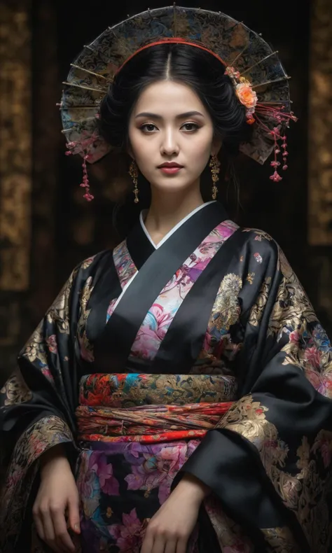 score_9,score_8_up,anime coloring,
gothic style (masterpiece, best quality, hyper detailed, ultra realistic, 32k, RAW photo) Variation fantasy images,perfect composition and chiaroscuro by Rembrandt,concept art by Andreas Rocha,,oiran,kimono,<lora:oiran_XL_V1.0:1>