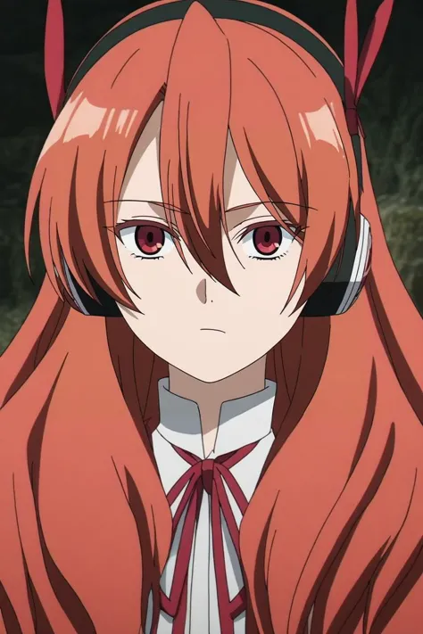 a close up of a person with long hair wearing headphones