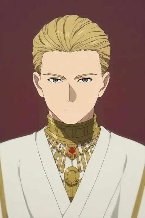 a man with blonde hair and a white shirt and a gold necklace