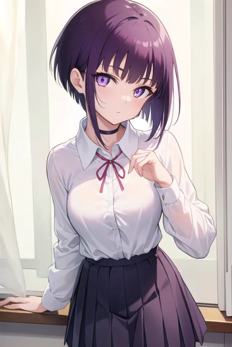 miyabisenpai, <lyco:miyabisenpai-lyco-nochekaiser:1>,
miyabi senpai, short hair, bangs, purple hair, (purple eyes:1.1),
break sk...