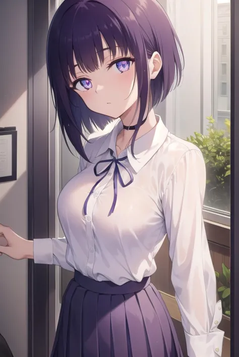 miyabisenpai, <lyco:miyabisenpai-lyco-nochekaiser:1>,
miyabi senpai, short hair, bangs, purple hair, (purple eyes:1.1),
break sk...