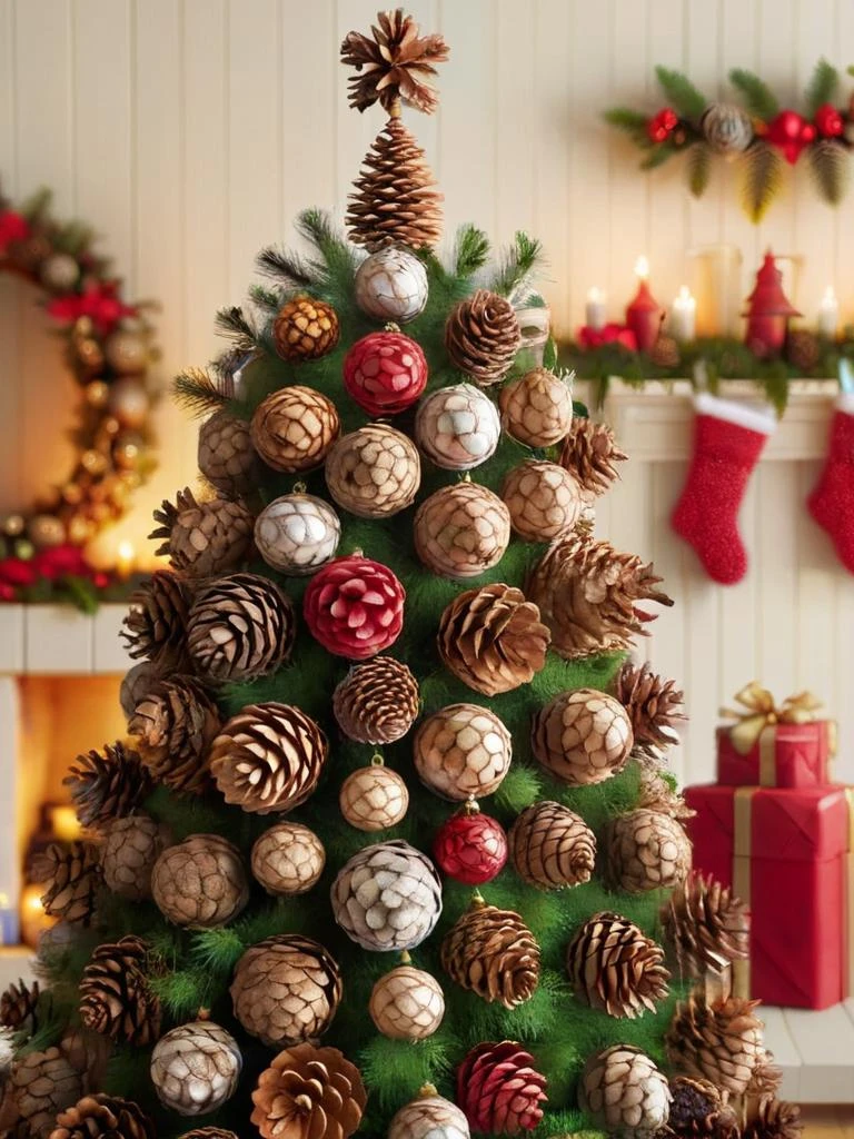 ral-pomme de pin, un Noël avec des décorations 