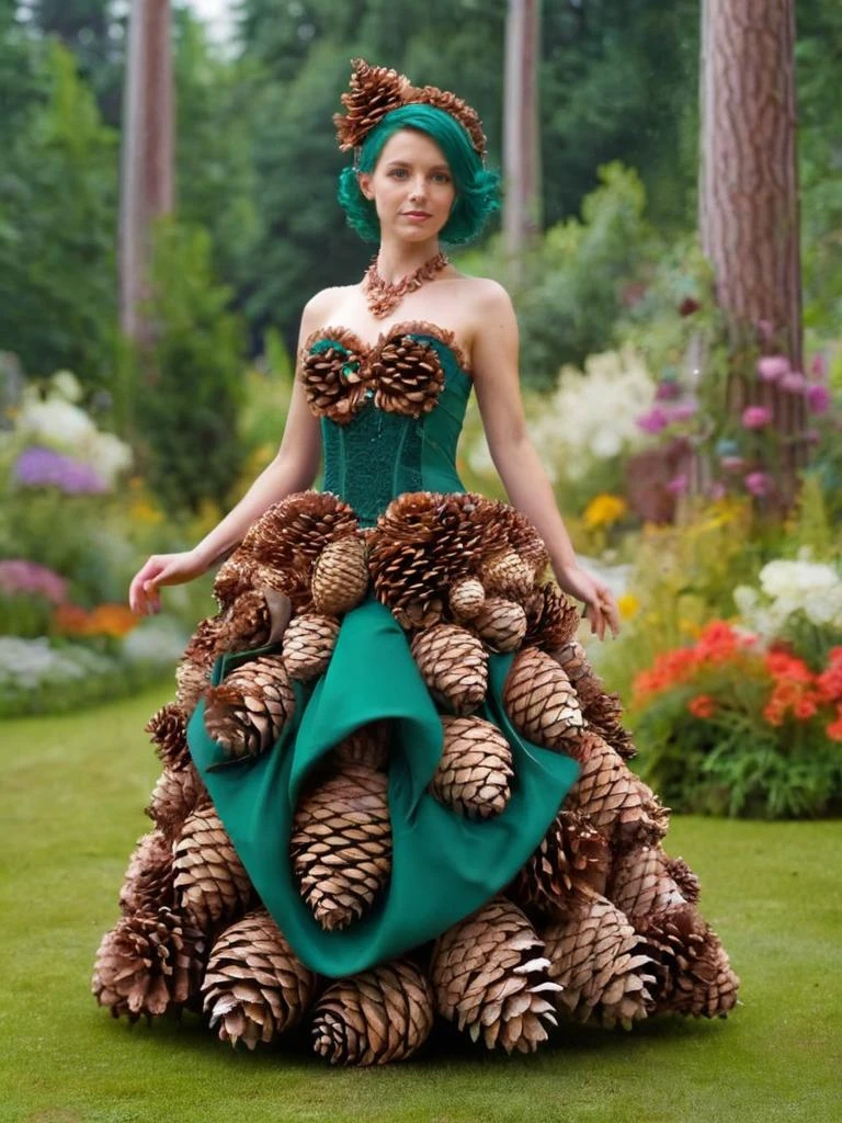 ral-pinha, uma modelo feminina em um vestido extravagante  
