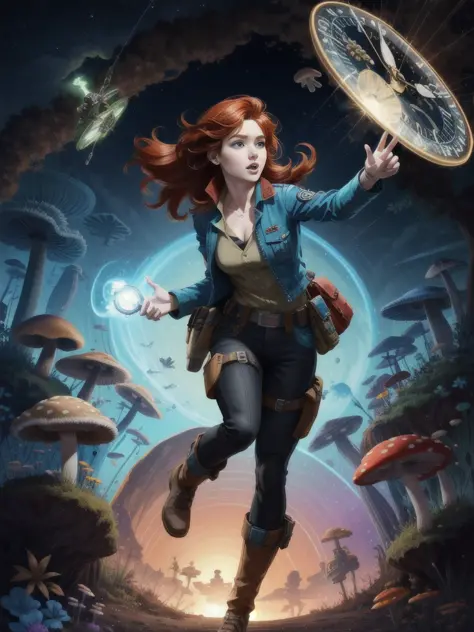 Jia Lissa, Buckaroo Banzai Across the 5th Dimension, mushrooms, acid, flying pocket watches, vibrant colors, temporal vortex,