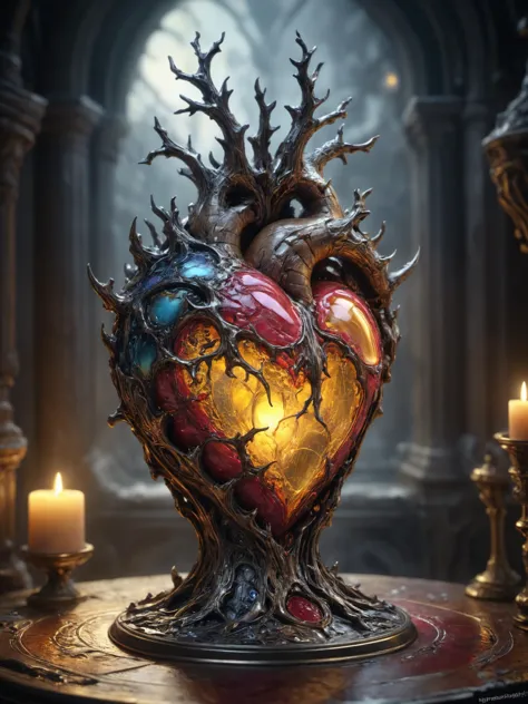 an intricately detailed award winning painting demonstrating astonishing style and technique and rendering a creative and new subject matter in amazing detail,dramatic,trending,exciting,"The Tell-tale Heart",, glow effects, godrays, Hand drawn, render, 8k, octane render, cinema 4d, blender, dark, atmospheric 4k ultra detailed, cinematic, Sharp focus, big depth of field, Masterpiece, colors, 3d octane render, 4k, concept art, trending on artstation, hyperrealistic, Vivid colors, extremely detailed CG unity 8k wallpaper, trending on CGSociety, Intricate, High Detail, dramatic