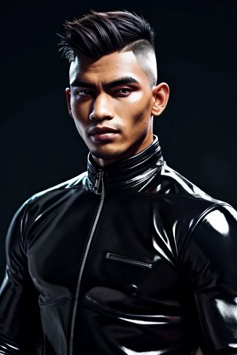 1man,Face of Pinoy, fade  hairstyles, leather latex , 8K UHD,  Handsome face,ChavAlpha