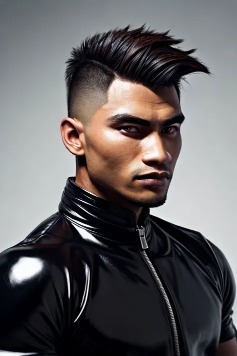 1man,Face of Pinoy, fade  hairstyles, leather latex , 8K UHD,  Handsome face,ChavAlpha