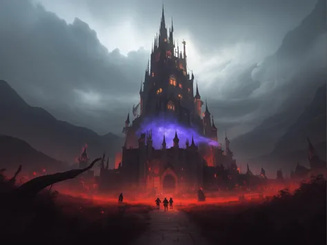 surreal, abstract, red, (# - https://github.com/jtkelm2/stable-diffusion-webui-1/blob/main/scripts/wildcards/adjective.txt castle with sinister|saturated tower with internal )