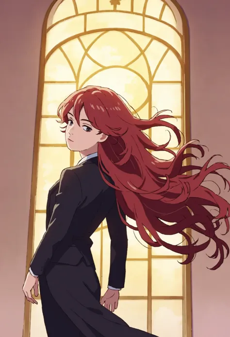 score_9_up score_8_up score_7_up, source_anime, 1girl, long hair, looking back, floating hair, head tilt, formal, suit, black jacket
<lora:look_back_style_pony_d16:1>