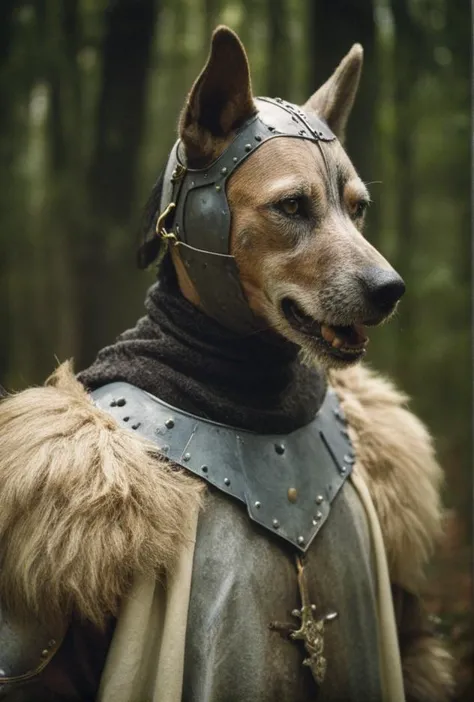 ((spectacular analog color film photo of dogman with dog head on man body))((Christopher, dogheaded saint)(medieval mandog canin...