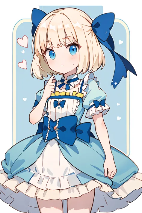 (masterpiece, best quality),   <lora:tearmoon-diag_oft-bundle-30000:0.8> Mia, frills, blue dress, puffy short sleeves, blue bow,