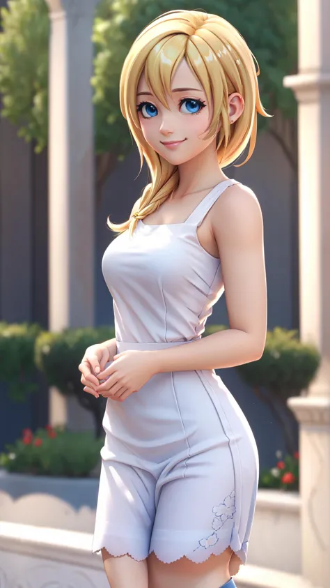 <lora:namine_v1:0.8> aanamine, blonde hair, namine, kingdom hearts, BREAK, arms behind back, smile, outdoors, sunlight, blue sky, BREAK,, masterpiece, best quality, extremely detailed, highly quality, 4k, sharp focus, professional, sharp focus, award winning, cinematic lighting, octane render, unreal engine, volumetrics dtx, Wallpaper,