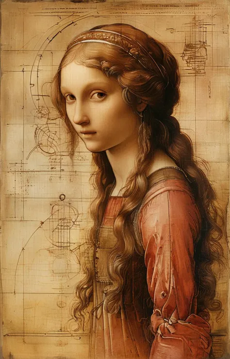 a painting of a woman with long hair and a headband