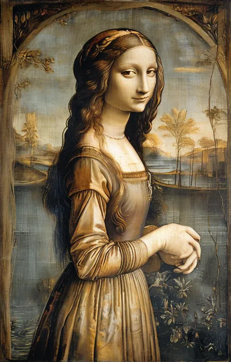 masterpiece,best quality,<lora:tbh191-sdxl:0.9>,illustration,style of Leonardo da Vinci,Mona Lisa,