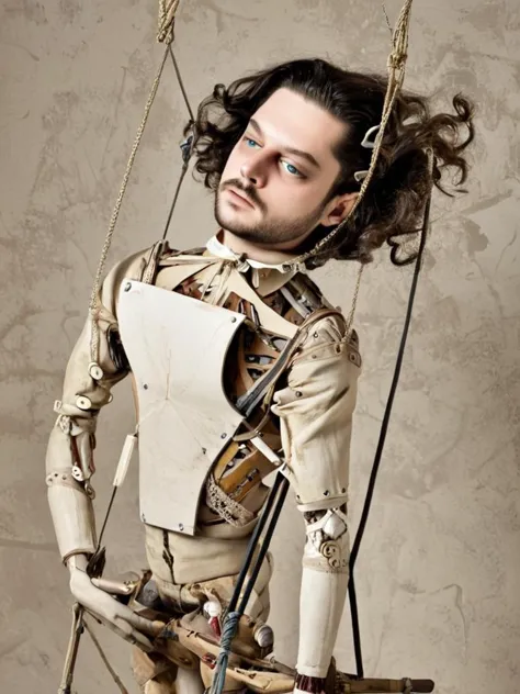surrealist art marionette  collapsed  <lora:ip-adapter-faceid-plusv2_sdxl_lora:1> . dreamlike, mysterious, provocative, symbolic...