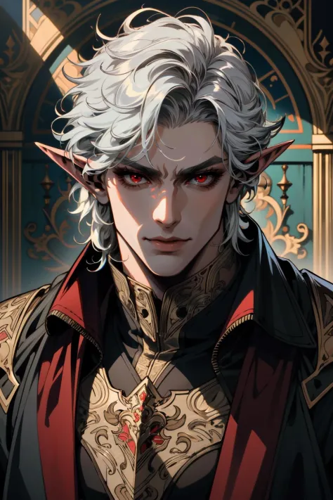 ((ultra detailed, masterpiece, best quality))
<lora:BGAstarion:0.8>
BGAstarion, 1boy, solo, elf, red eyes, vampire, white hair,  by Alphonse Mucha, by artgerm, rule of thirds, super detailed, 8k