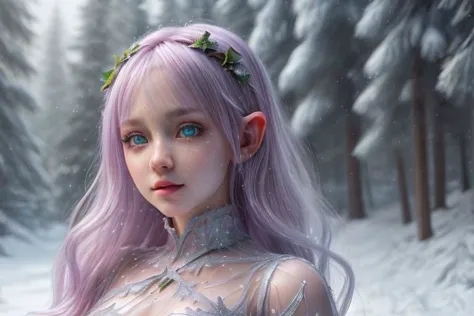 8k hi-Definition hyper realistic: high-res, hyper realistic: small/tint Christmas elf (female), pointed ears, glittery face, wea...