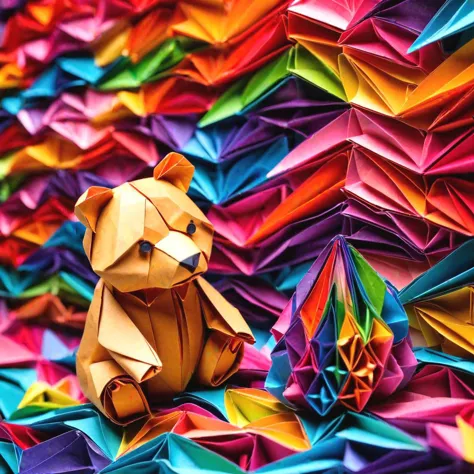 <lora:paper strip:0.8>, origami,a cute teddybear waiting for someone to buy it, origami, masterpiece, 8k, high resolution, shallow depth of field, sharp focus,