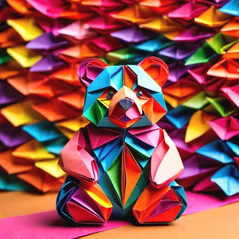 <lora:paper strip:0.8>, origami,a cute teddybear waiting for someone to buy it, origami, masterpiece, 8k, high resolution, shallow depth of field, sharp focus,