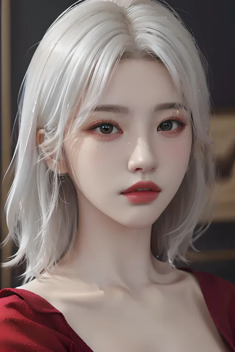 (4k, best quality, highres, absurdres, masterpiece:1.21), (realistic:1.331), detailed and intricate, 
1girl, white hair, red shirt, <lora:girlslike_jt:0.8>