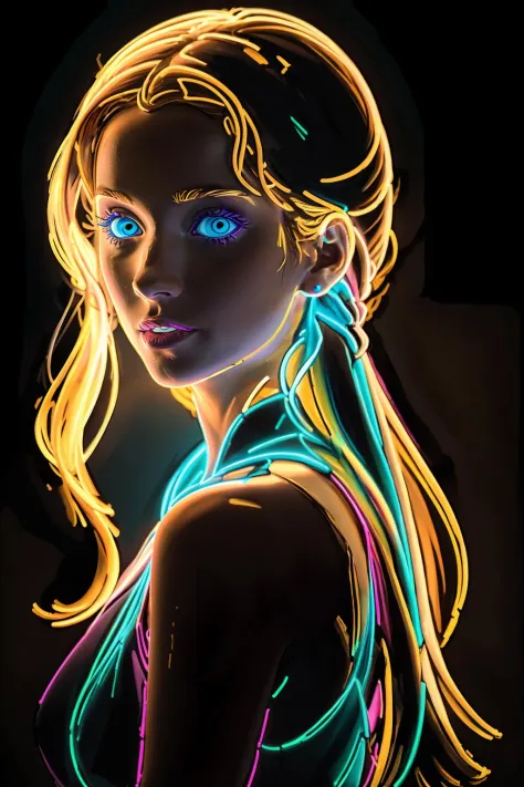 neon_outlines, close up, pale blonde woman with blue eyes, long wavy hair, high ponytail <lora:neolin3:1.3> <lora:add_detail:0.2...