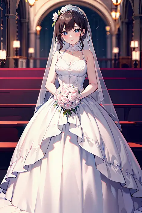 (masterpiece:1.2, best quality), wedding dress, 1mlif, solo