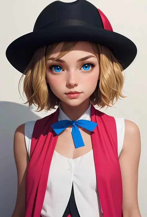 (masterpiece, best quality), 1girl,    <lora:PKMN_Serena_Gen6_Alternative_v1:0.8> pkmnserena, 1girl, solo, blue eyes, blonde hair, short hair, bangs, hat, red headwear,, pink dress, ribbon, sleeveless, neck ribbon, blue ribbon, vest, black thighhighs,