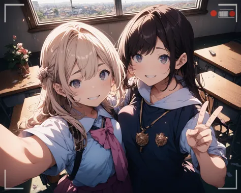 score_9,score_8_up,score_7_up,source_anime,
masterpiece,best_quality,highres,absurdres,
BREAK
2girls,
peace_sign,
looking_at_viewer,
recording,selfie,
classroom,