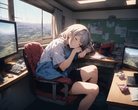 score_9,score_8_up,score_7_up,source_anime,
masterpiece,best_quality,highres,absurdres,
BREAK
1girl,
sleeping_on_chair,
desk,mon...