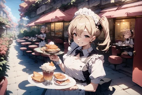 score_9,score_8_up,score_7_up,
1girl,
side_ponytail,
smile,
waitress,
holding_trey,
cafe,