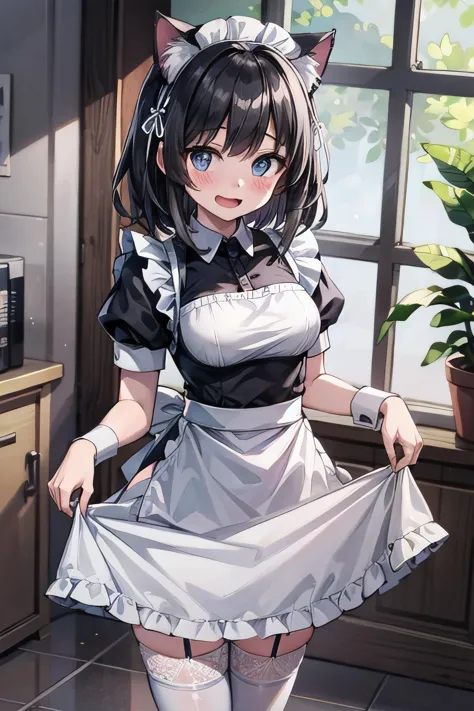 <lyco:GoodHands:1.0>, <lora:add_detail:0.5>, (masterpiece), best quality, dim lighting, 1girl, solo, medium breasts, maid apron,...