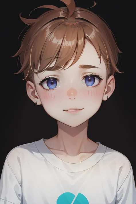 anime boy with blue eyes and a white shirt