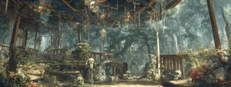 old painting style, abandoned overgrown castle mansion in a forest, oversaturated, princess tower, gazebo, balcony, colorful, highly detailed, high resolution, ray tracing reflections, dramatic lighting, 8k vibrant colors, detailed acrylic, intricate complexity, soft natural volumetric cinematic perfect light, oil painting,star \(sky\), a larger plants, landscape, empty, waterfall, claping,fire, ruin, smoking,warship,a large gunfire,bodies and skull, a lot of widelife,