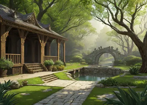 masterpiece,highres, highest quality,intricate detail,best texture,realistic,8k,soft light,perfect shadow,
Oriental Gardens,Exquisite courtyards, dilapidated pavilions, and long corridors, stone bridge,antique interior,from everywhere,