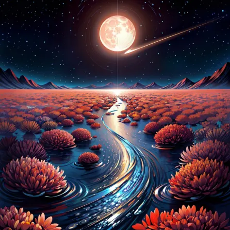 smooth rolling waves of (blue ocean) on alien planet, beautiful transparent water, night, gigantic fish jumps from the waves, blotches of irridescent plankton in water, glittering shiny water spray, background is deep purple sky dotted with stars, unknown constellations in the sky, (A multiple bright moons and planets in the sky:1.5), glowing horizon, fascinating view, masterpiece, best quality, detailed 4k wallpaper, award winning art, Bokeh, Depth of Field, HDR, bloom, Chromatic Aberration, extremely detailed, trending on artstation, trending on CGsociety, dramatic
abstract dream, space, intricate, grand scale, alone, cinematic film still, insane detail, sharp focus, depth of field, realistic lighting, (realistic perspective), complex, (multiple subjects), 4k HDR,<lora:add_detail:0.5>,<lora:more_details:0.25>,<lora:20230530123038:0.25>,